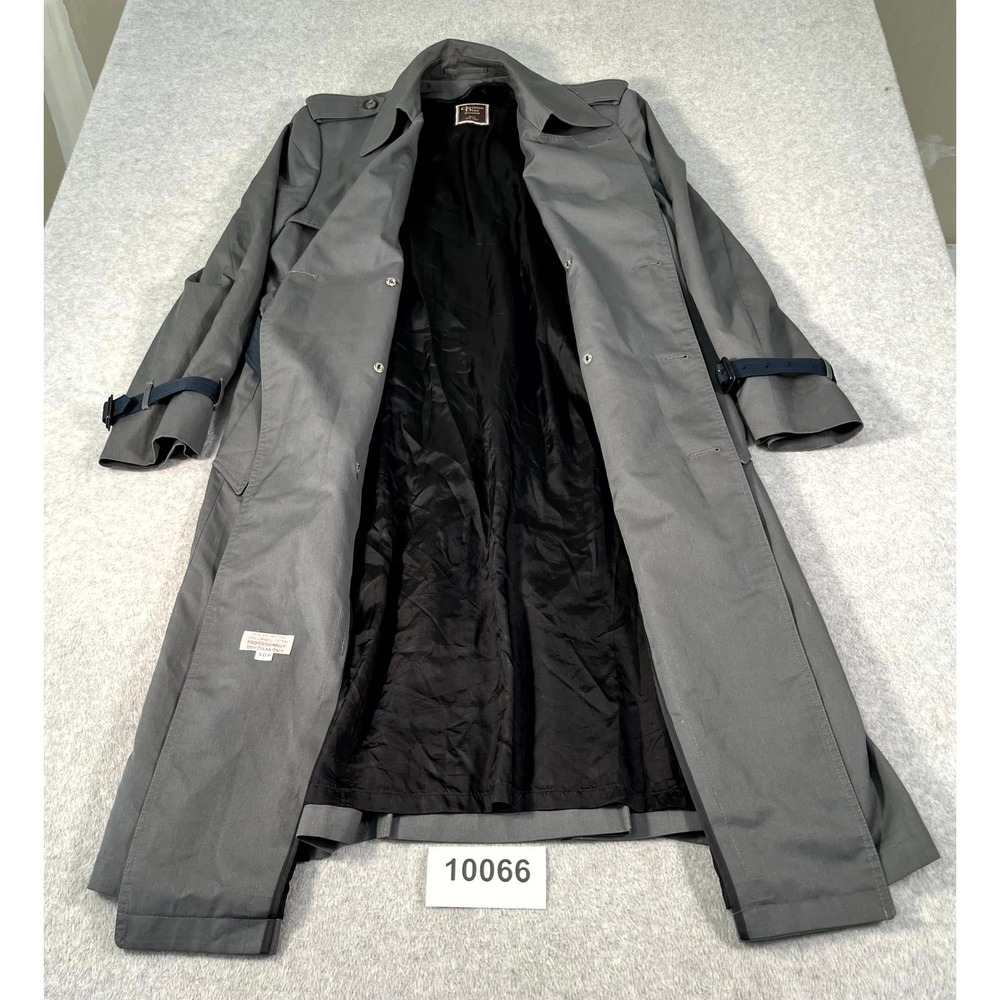 Vintage Christian Dior Trench Coat Mens 40R Gray Lined Waist Belted